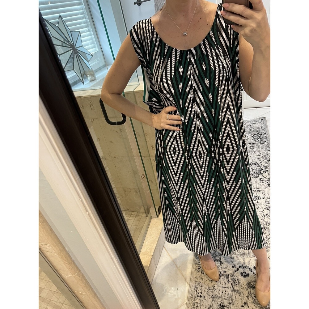Catherines Green Black Diamond Print Jersey Summer Dress Plus Size 3X 26/28